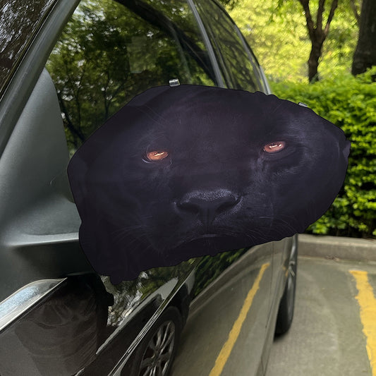 Black Jaguar Print Car Side Mirror Covers