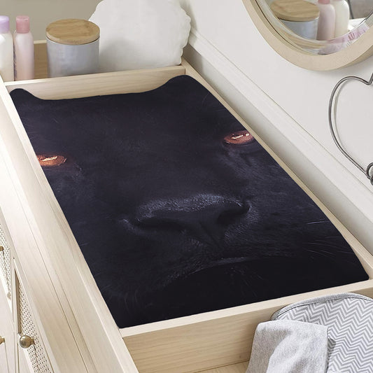 Black Jaguar Print Changing Pad Cover
