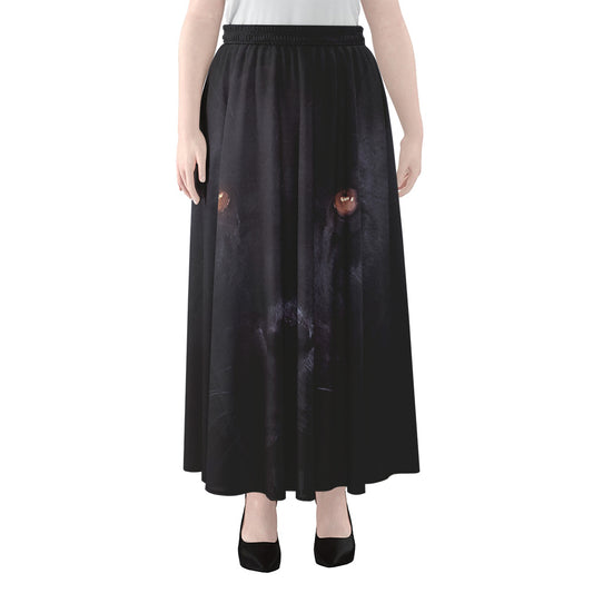 Black Jaguar Print Chiffon Maxi Skirt