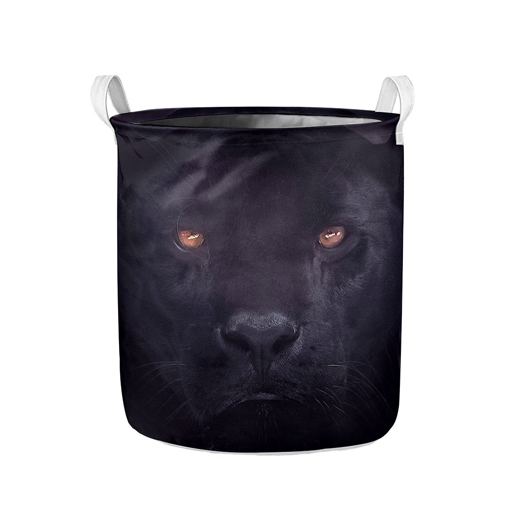 Black Jaguar Print Collapsible Laundry Basket