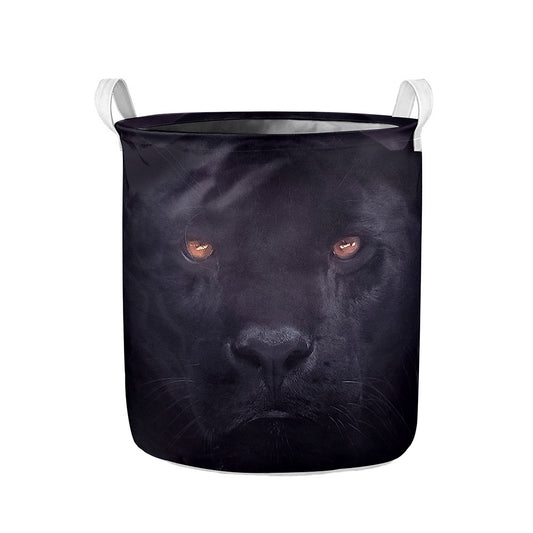 Black Jaguar Print Collapsible Laundry Basket