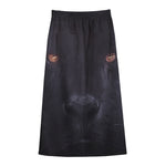 Black Jaguar Print Cotton Front Slit Maxi Skirt