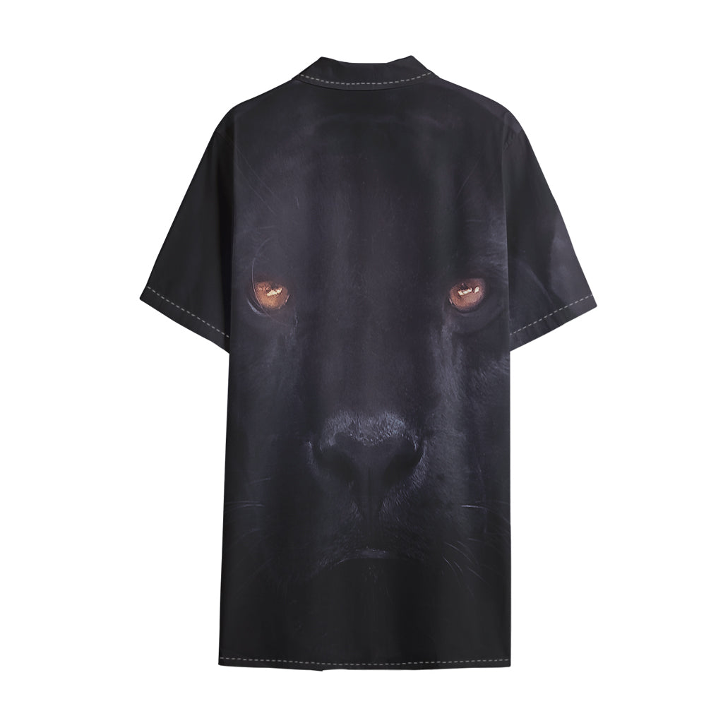 Black Jaguar Print Cotton Hawaiian Shirt