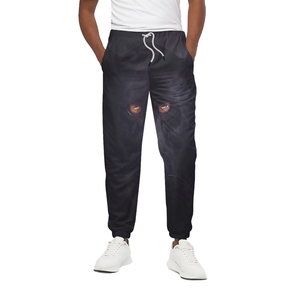 Black Jaguar Print Cotton Pants