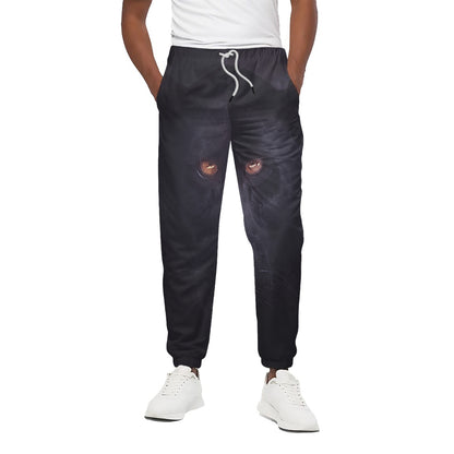 Black Jaguar Print Cotton Pants