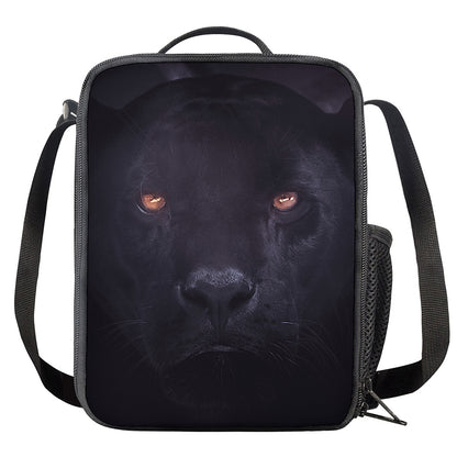 Black Jaguar Print Crossbody Lunch Bag
