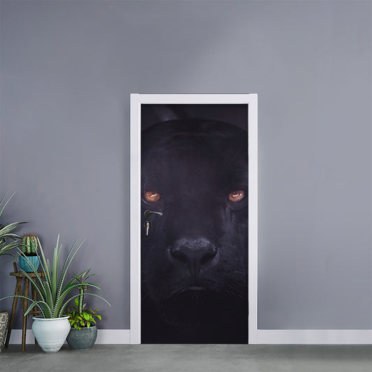 Black Jaguar Print Door Sticker