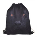 Black Jaguar Print Drawstring Bag