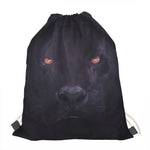 Black Jaguar Print Drawstring Bag