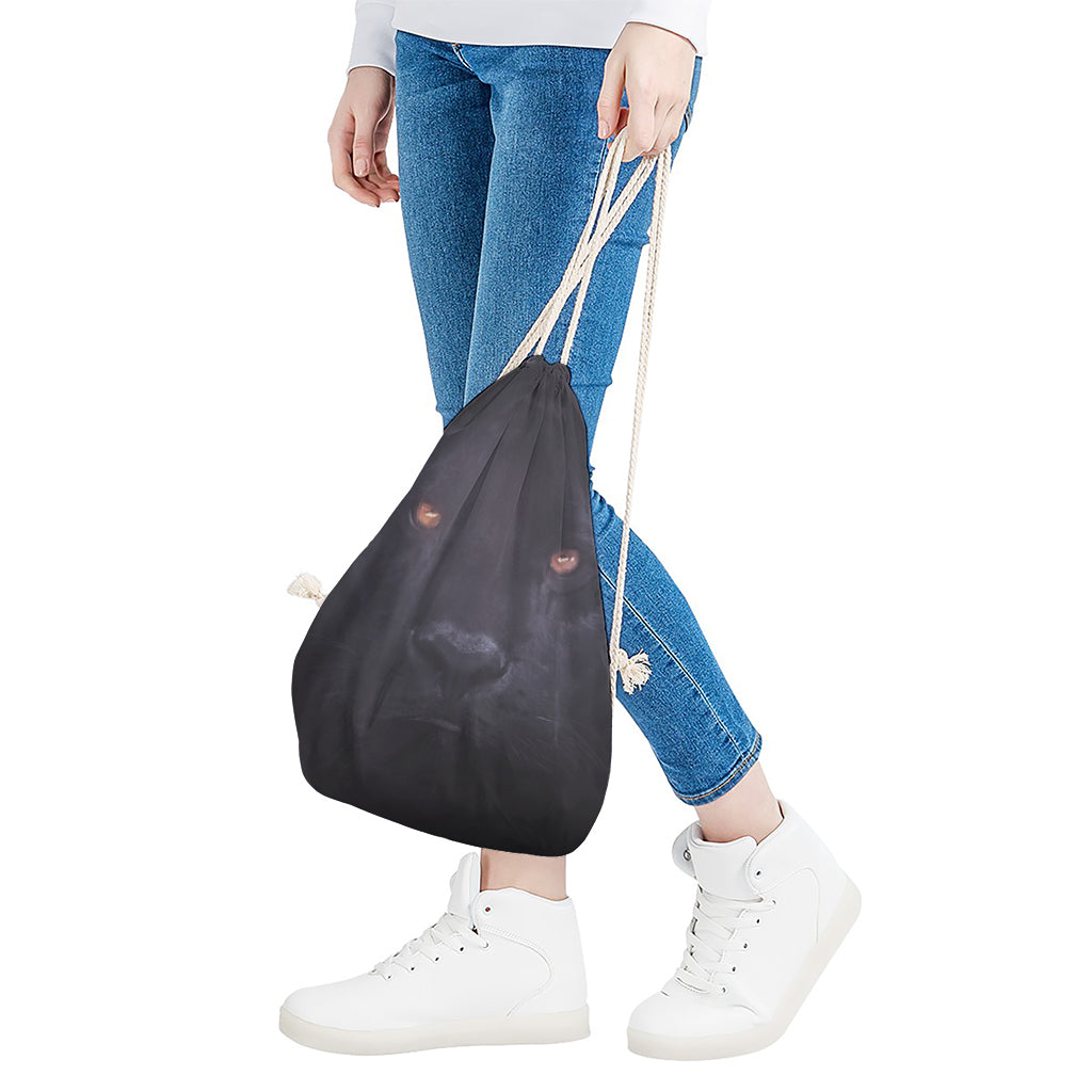 Black Jaguar Print Drawstring Bag