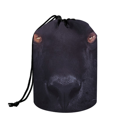 Black Jaguar Print Drawstring Makeup Bag