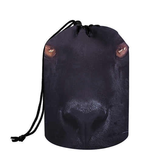 Black Jaguar Print Drawstring Makeup Bag