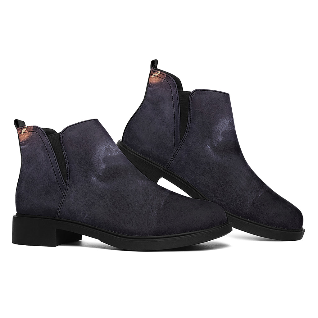 Black Jaguar Print Flat Ankle Boots