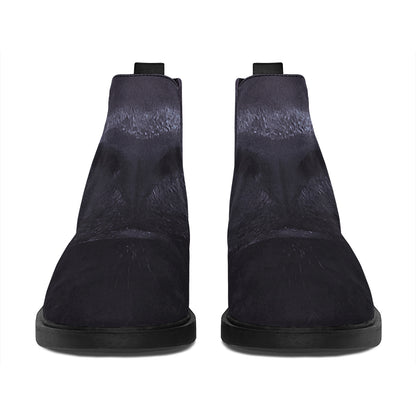 Black Jaguar Print Flat Ankle Boots