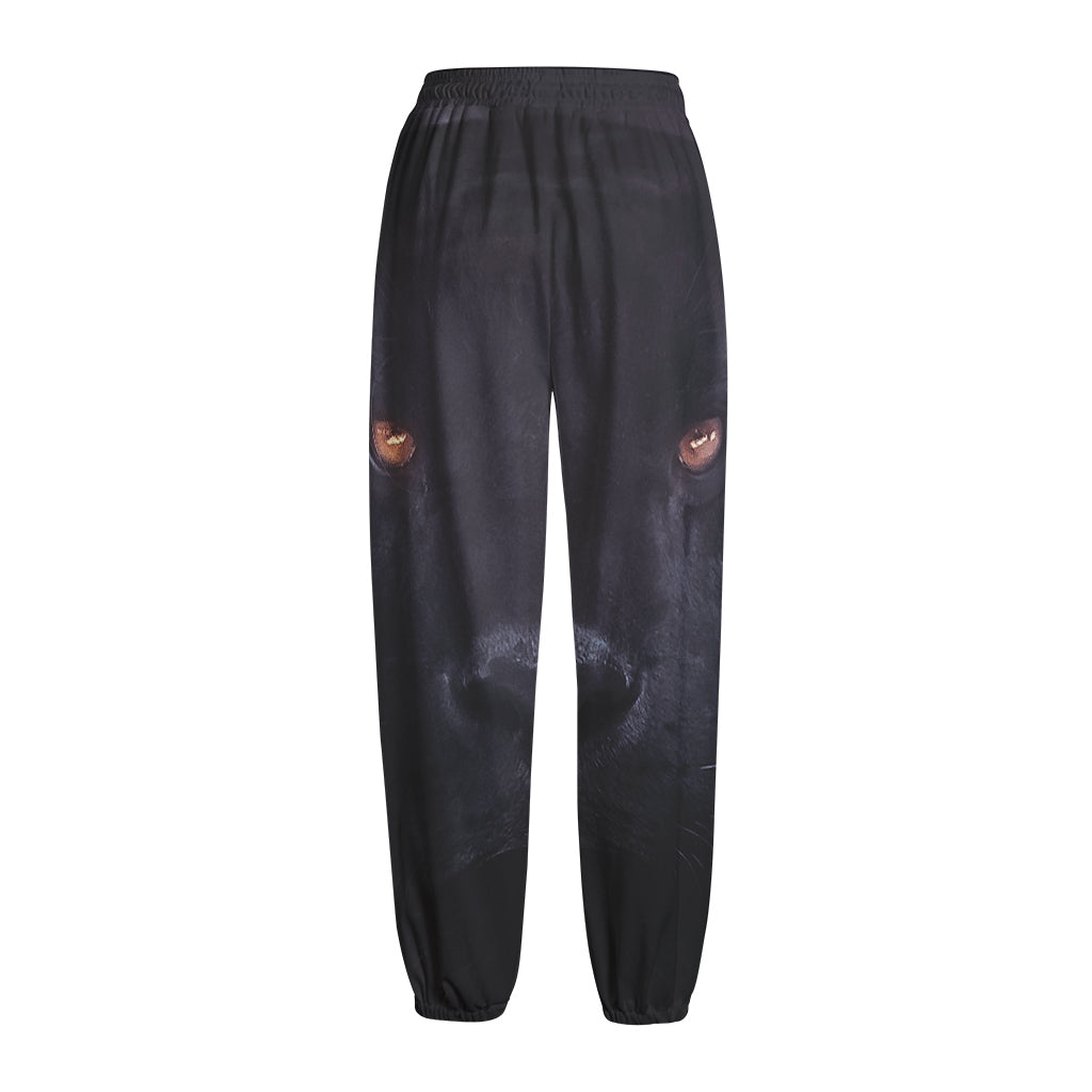 Black Jaguar Print Fleece Lined Knit Pants