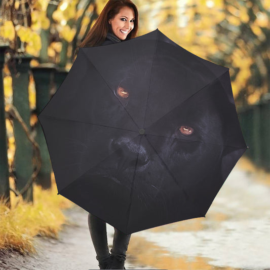 Black Jaguar Print Foldable Umbrella
