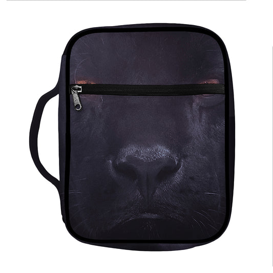 Black Jaguar Print Front Pocket Bible Bag