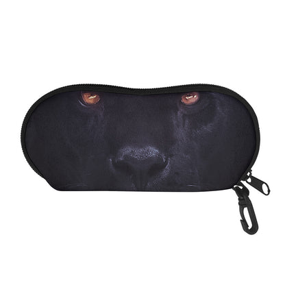 Black Jaguar Print Glasses Case