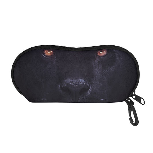 Black Jaguar Print Glasses Case