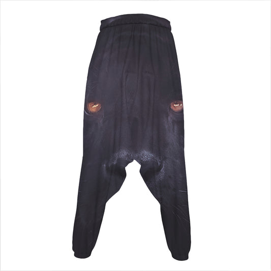Black Jaguar Print Hammer Pants