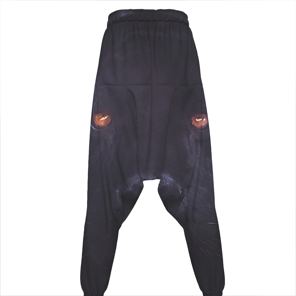 Black Jaguar Print Hammer Pants