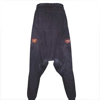 Black Jaguar Print Hammer Pants