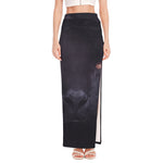 Black Jaguar Print High Slit Maxi Skirt