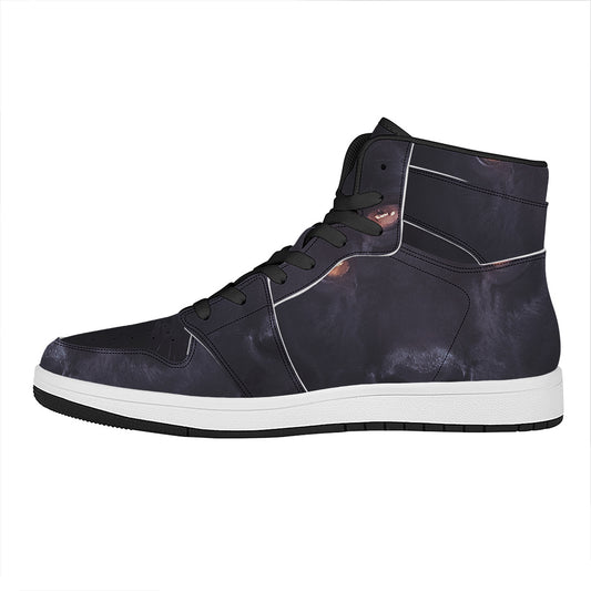 Black Jaguar Print High Top Leather Sneakers