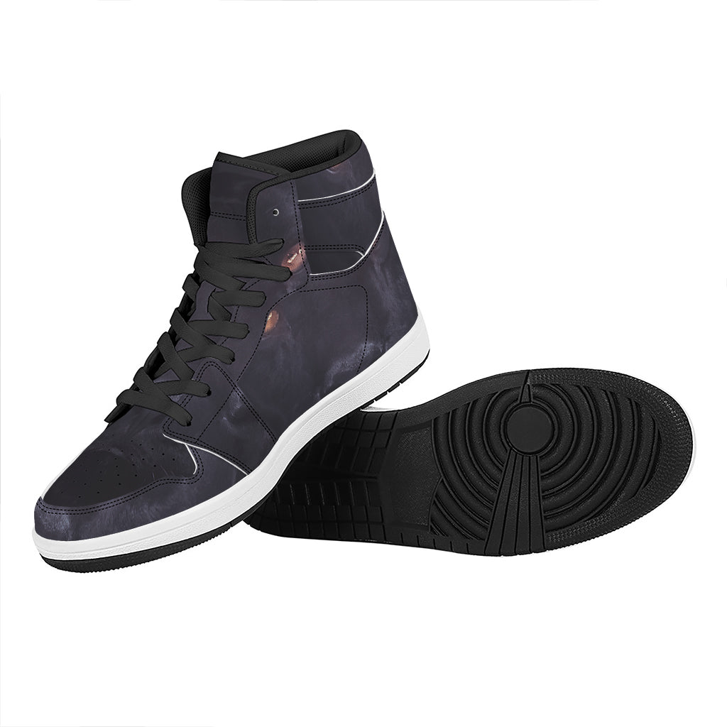Black Jaguar Print High Top Leather Sneakers