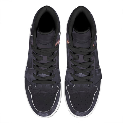 Black Jaguar Print High Top Leather Sneakers