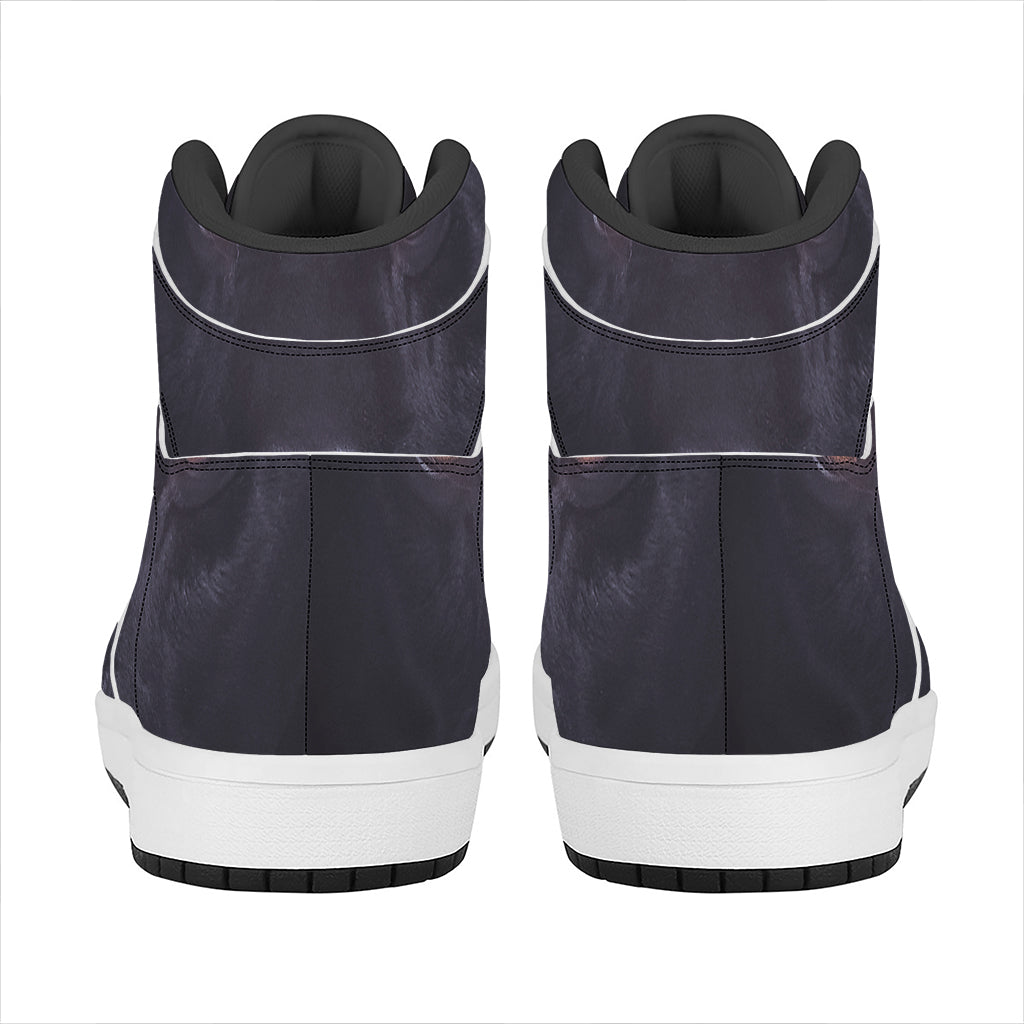 Black Jaguar Print High Top Leather Sneakers
