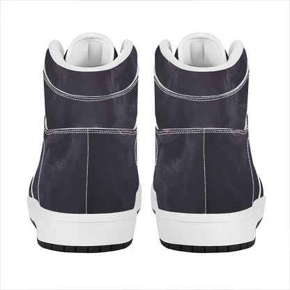 Black Jaguar Print High Top Leather Sneakers