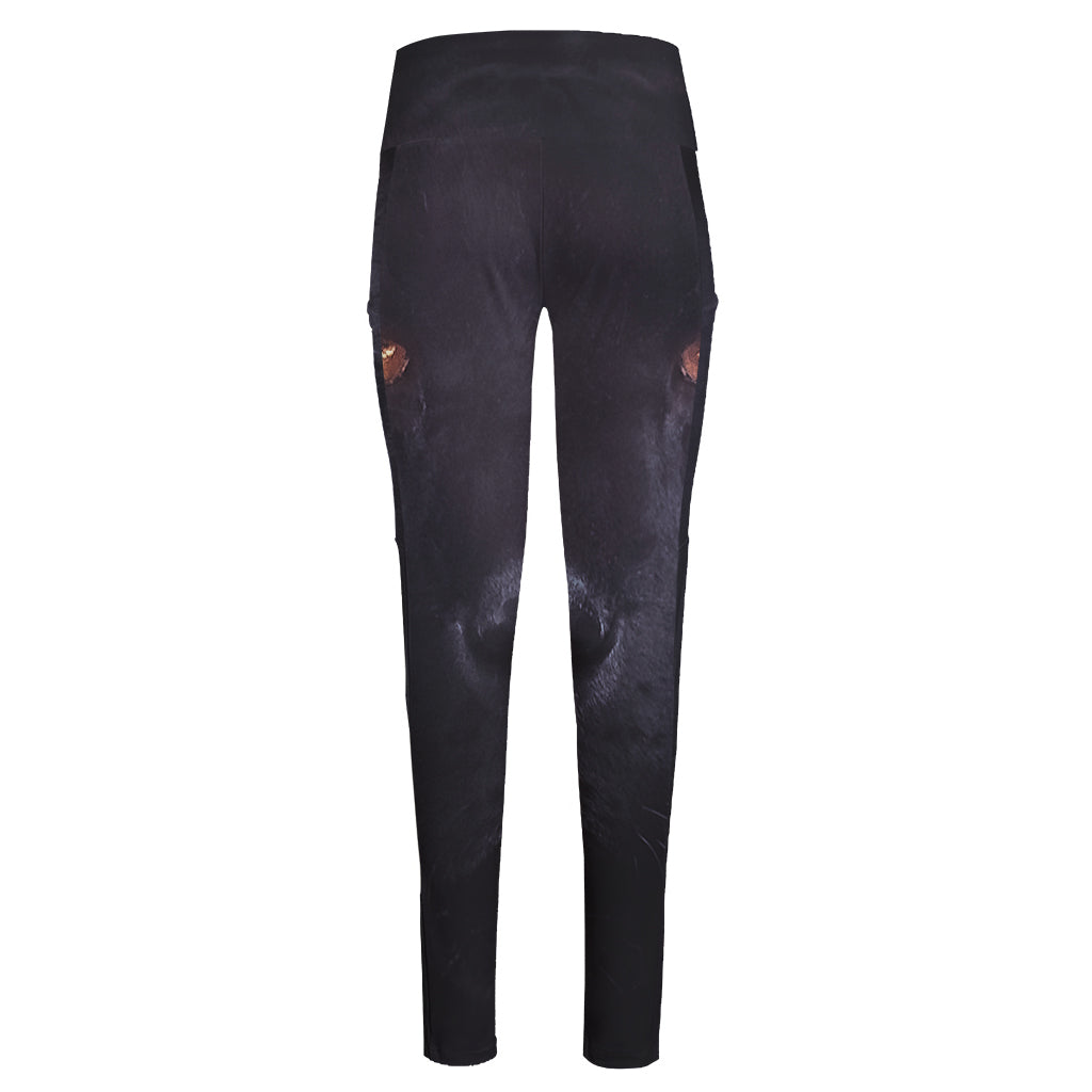 Black Jaguar Print High-Waisted Pocket Leggings