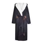 Black Jaguar Print Hooded Bathrobe