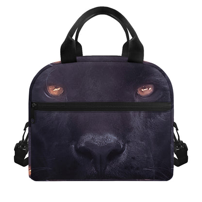 Black Jaguar Print Insulated Lunch Bag