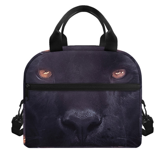 Black Jaguar Print Insulated Lunch Bag