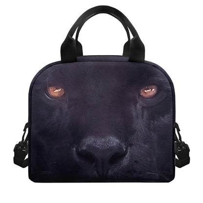 Black Jaguar Print Insulated Lunch Bag