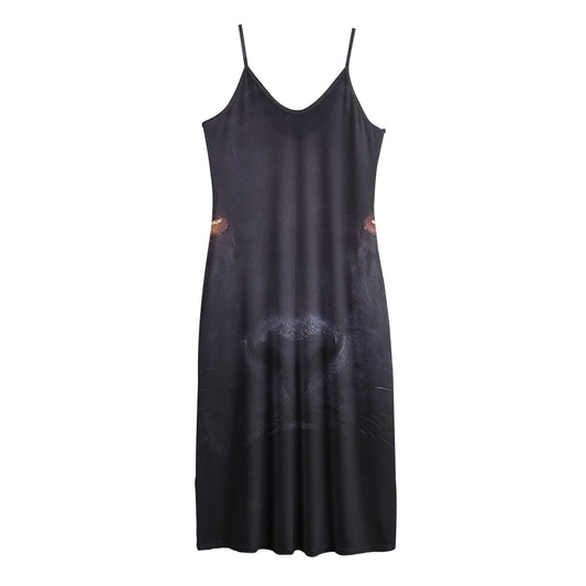 Black Jaguar Print Jersey Midi Cami Dress