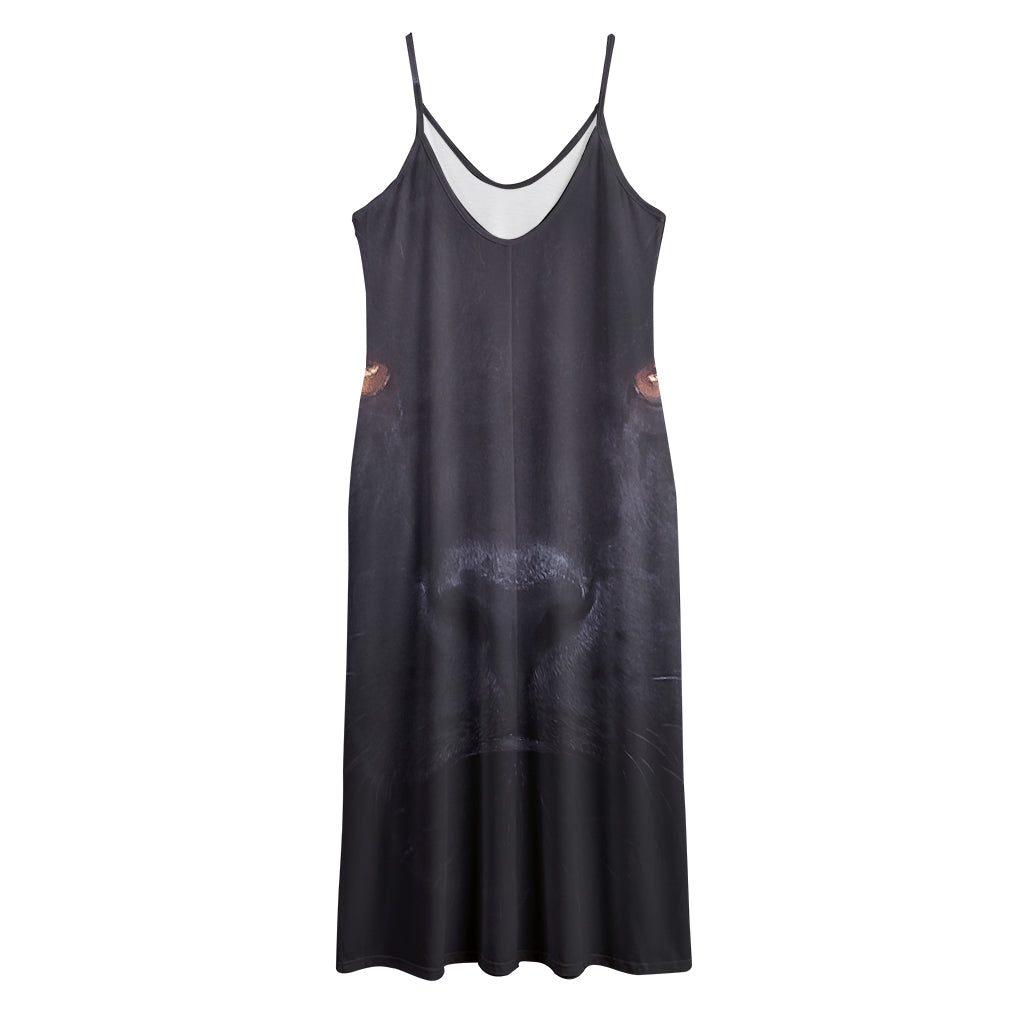 Black Jaguar Print Jersey Midi Cami Dress