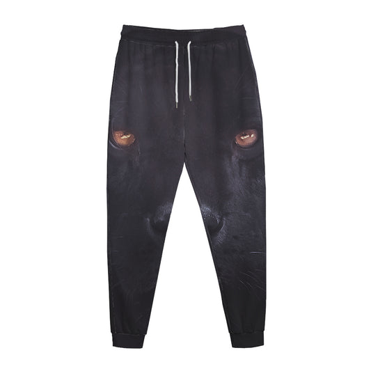 Black Jaguar Print Jogger Pants