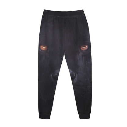 Black Jaguar Print Jogger Pants