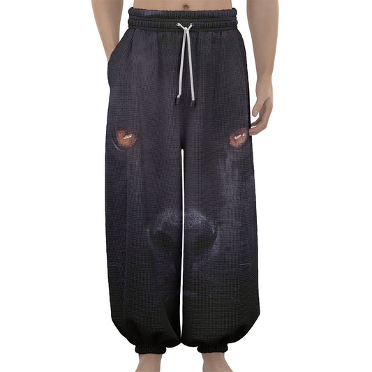Black Jaguar Print Lantern Pants