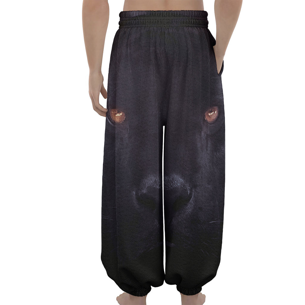 Black Jaguar Print Lantern Pants
