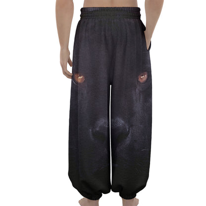 Black Jaguar Print Lantern Pants
