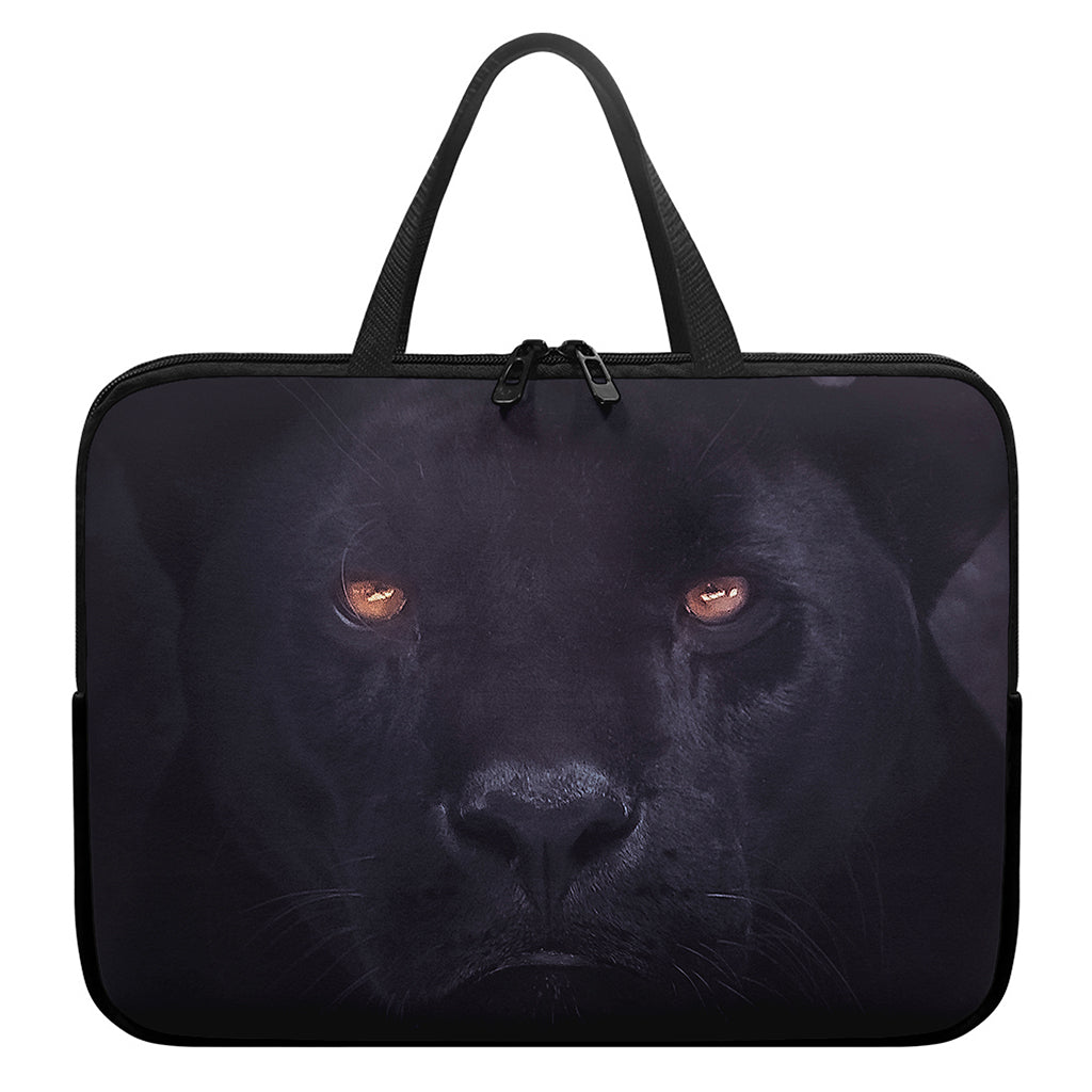 Black Jaguar Print Laptop Sleeve With Handle