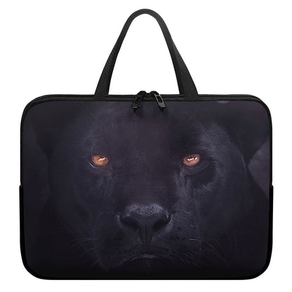 Black Jaguar Print Laptop Sleeve With Handle