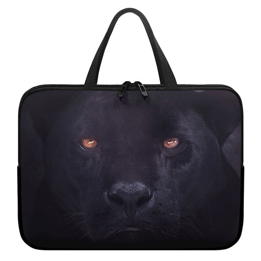 Black Jaguar Print Laptop Sleeve With Handle