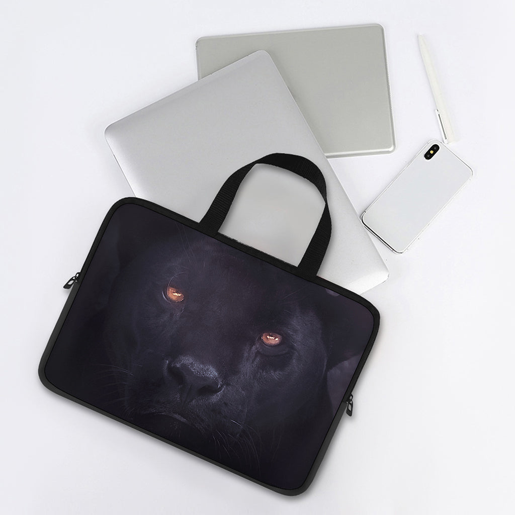 Black Jaguar Print Laptop Sleeve With Handle