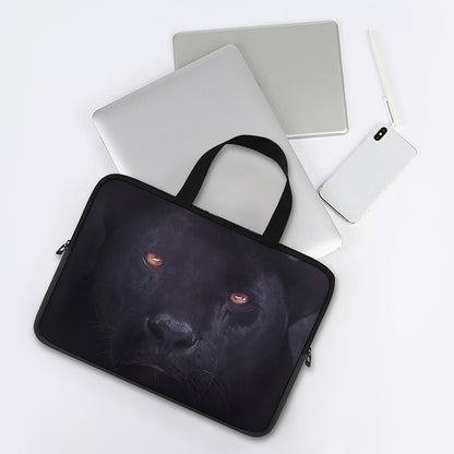 Black Jaguar Print Laptop Sleeve With Handle