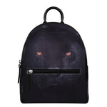 Black Jaguar Print Leather Backpack